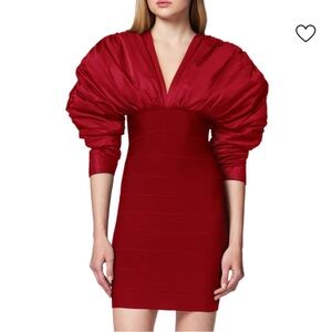 HERVÉ LÉGER Puff-Sleeve Body-Con Minidress Size Medium